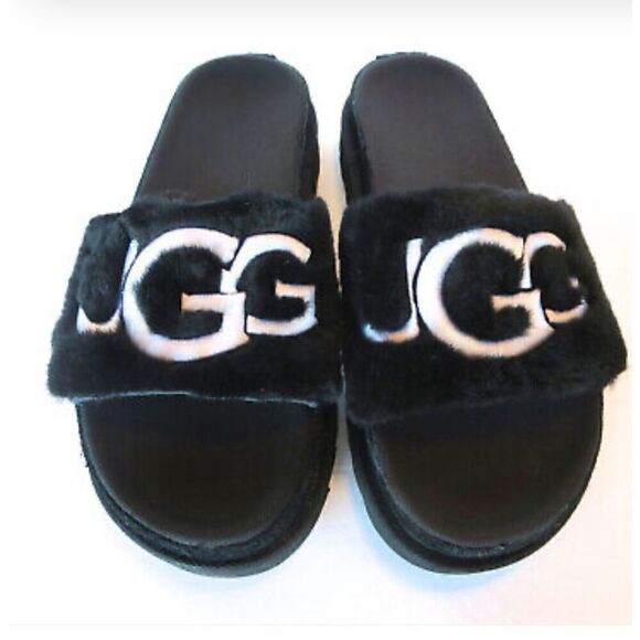 Women’s UGG layton fur slides/ Slippers Sz 10 - Picture 1 of 9